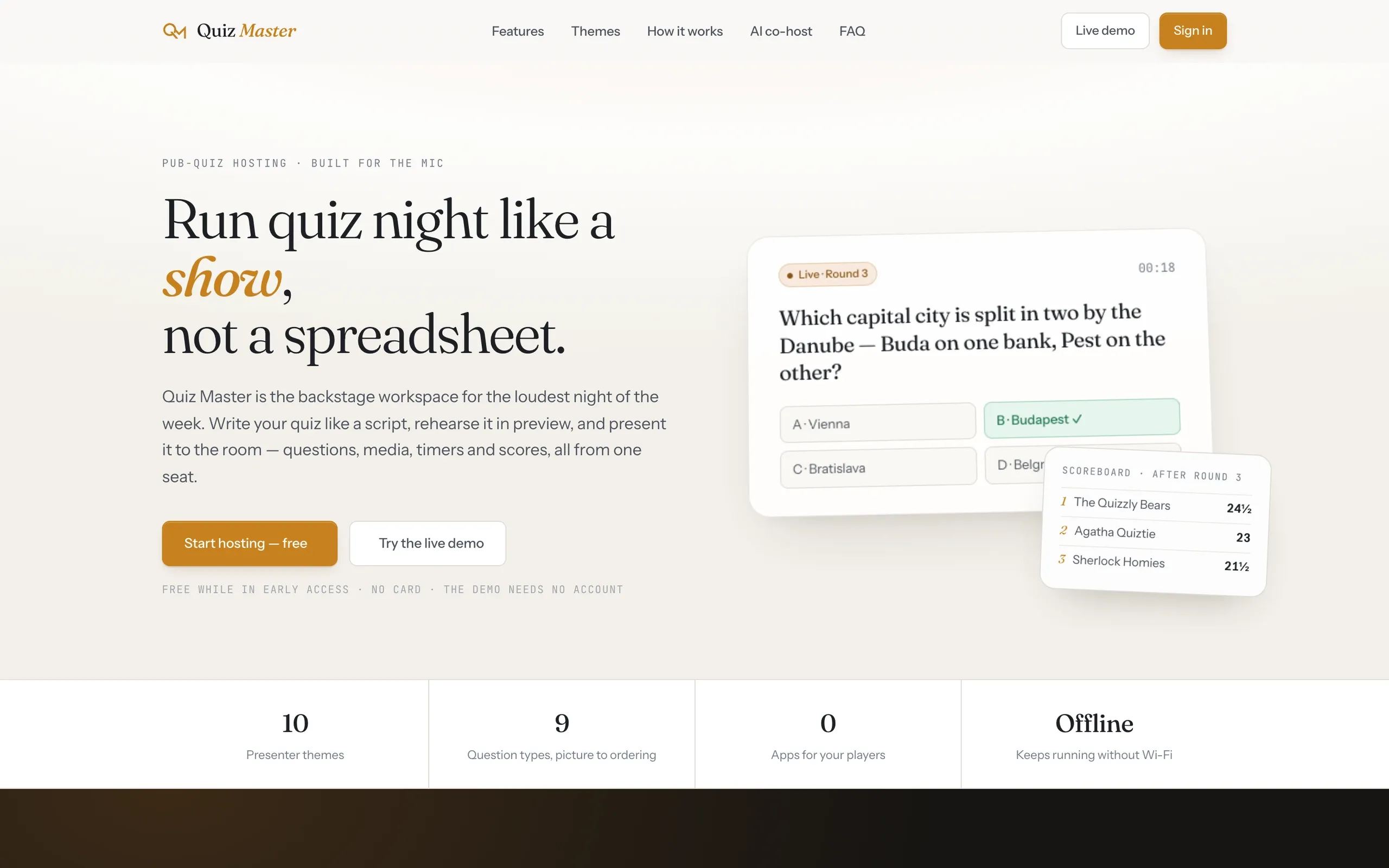 The Quiz Master, Website: Landing page at thequizmaster.app.